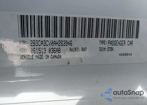 2010 Dodge Charger из США, поврежденный, VIN 2B3CA3UAH263946